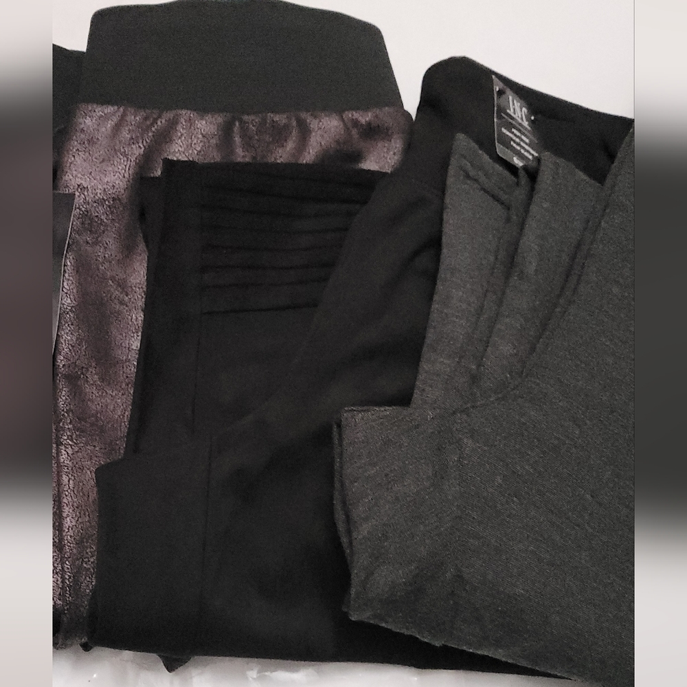 LARGE 3PRS Legging bundle INC Silver Metallic INC Faux suede INC Jersey knit - Picture 2 of 13